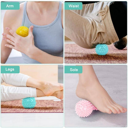 Massagebälle Faszienball Set 3er Igelball Hart Pink-Gelb-Blau
