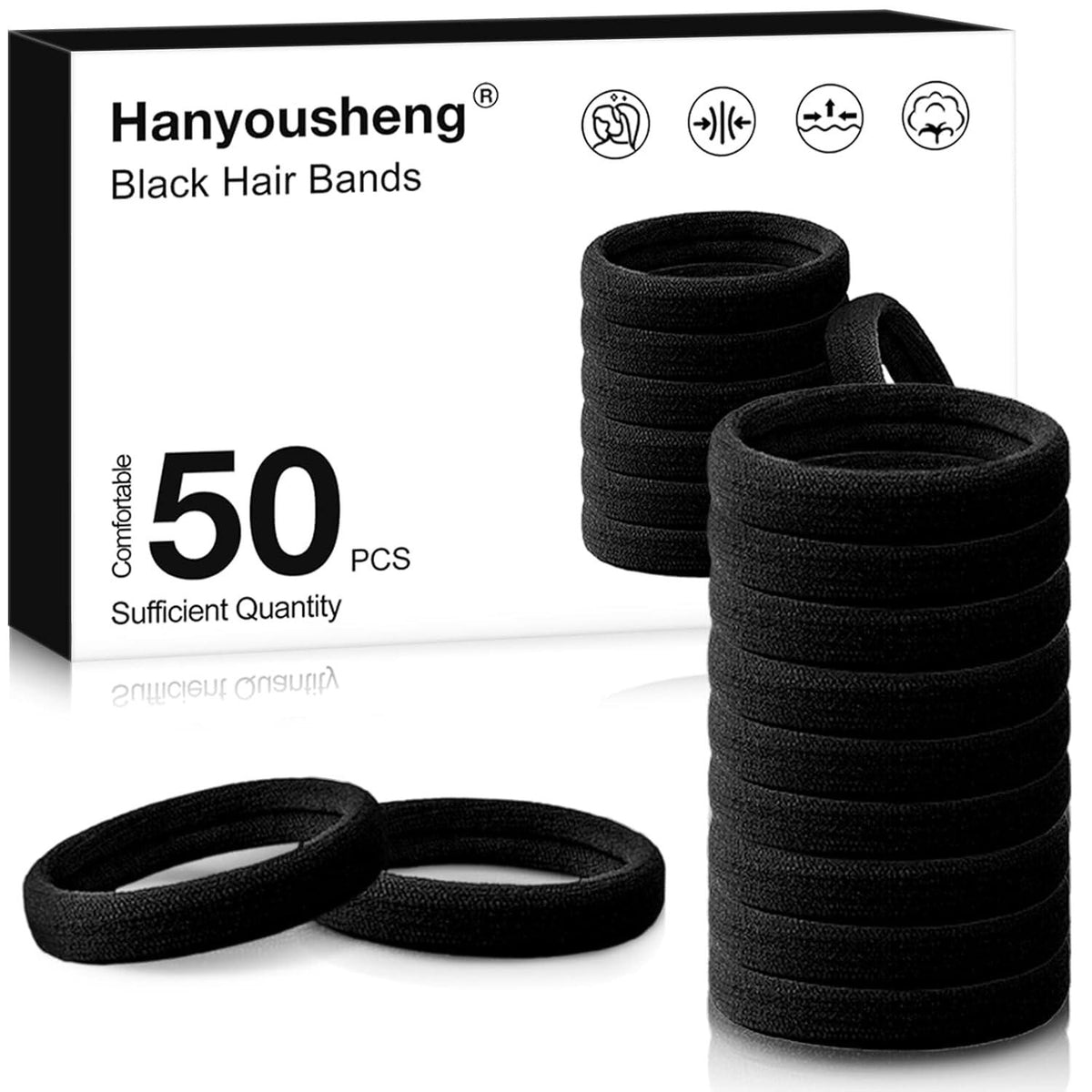 50 Mini Haargummis Schwarz Soft 8mm Zopfgummi Damen Mädchen Herren