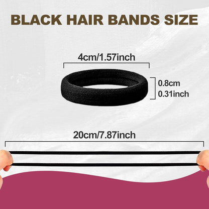 50 Stück 8mm Haargummi Damen Mädchen Herren Schwarz