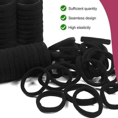 50 Stück Haargummi Schwarz Damen Mädchen Herren Zopfgummi 8mm