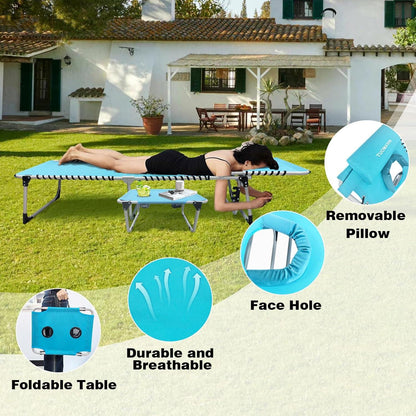 Sonnenliege Klappbar mit Loch 5-Stufig Verstellbar 190x59CM Blau