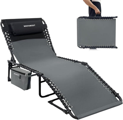 Klappbare Sonnenliege mit Kühltasche und Kissen 190x59CM Grau