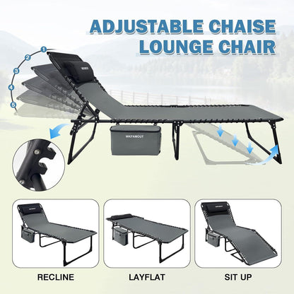 Sonnenliege Campingbett Klappbar Verstellbar Outdoor 190x59CM Grau