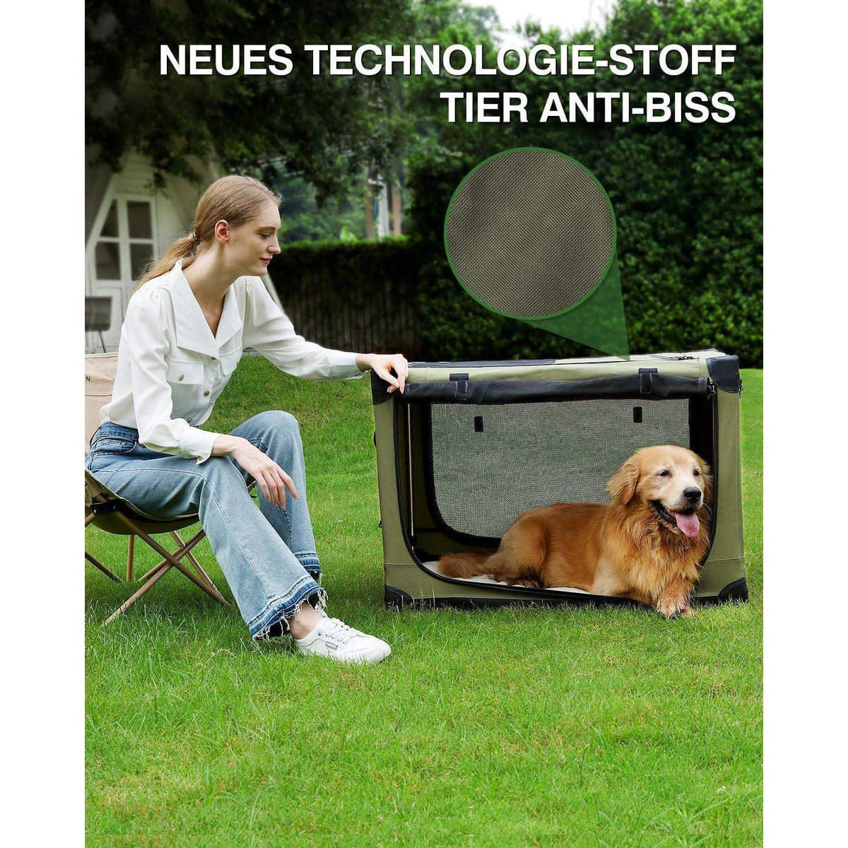 Faltbare Hundebox für mittelgroße Hunde – Grün, 106x78x78cm
