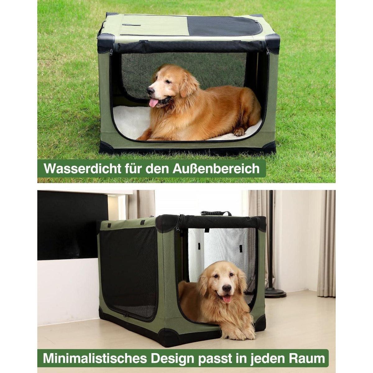 Faltbare Hundebox für mittelgroße Hunde – Grün, 106x78x78cm