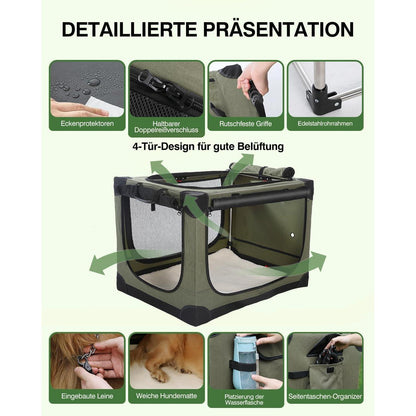 Faltbare Hundebox für mittelgroße Hunde – Grün, 106x78x78cm
