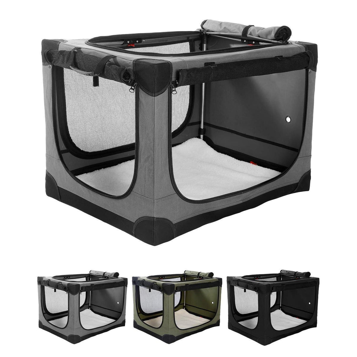 Faltbare Hundebox für mittelgroße Hunde – Grau, 106x78x78cm