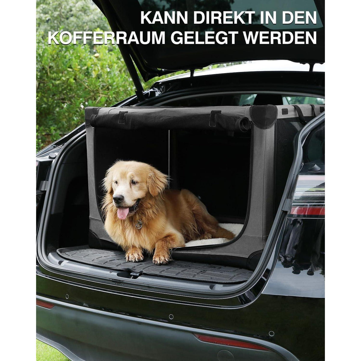 Faltbare Hundebox für mittelgroße Hunde – Grau 90x64x64cm
