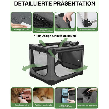 Faltbare Hundebox für mittelgroße Hunde – Grau, 76x54x54cm