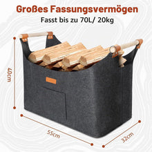 Faltbarer Holzkorb Filztasche Dunkelgrau – 50x32x40 cm