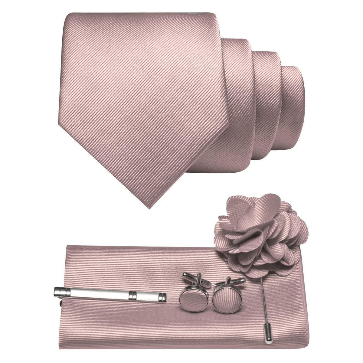 Herren Krawatten-Set Roségold: Krawatte, Einstecktuch & Accessoires