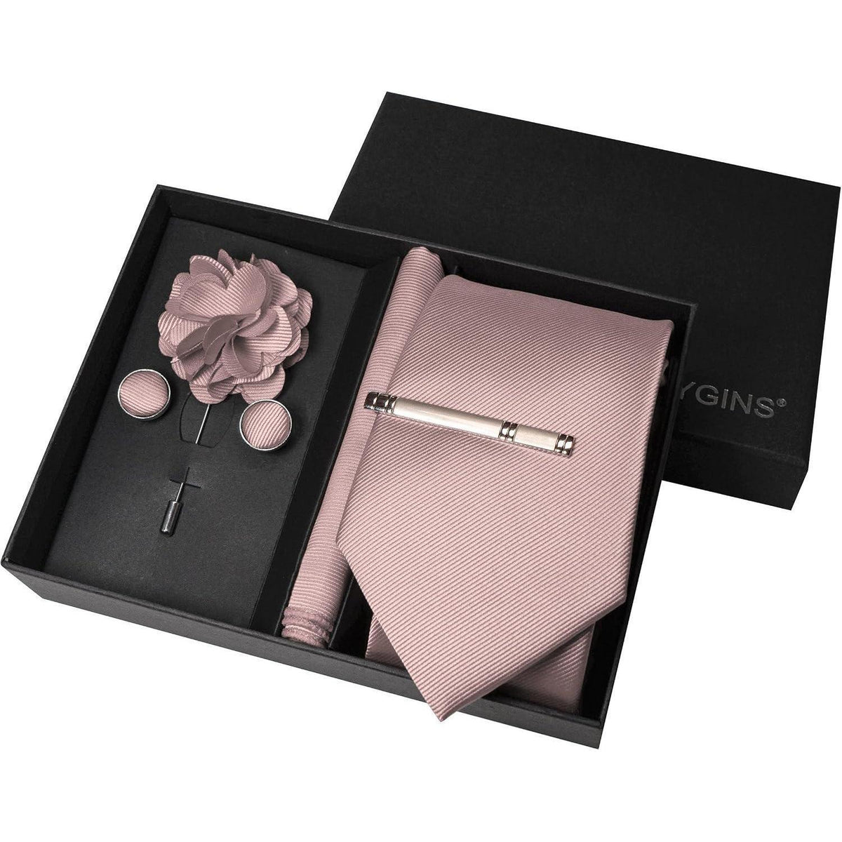 Herren Krawatten-Set Roségold: Krawatte, Einstecktuch & Accessoires
