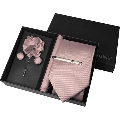Herren Krawatten-Set Roségold: Krawatte, Einstecktuch & Accessoires