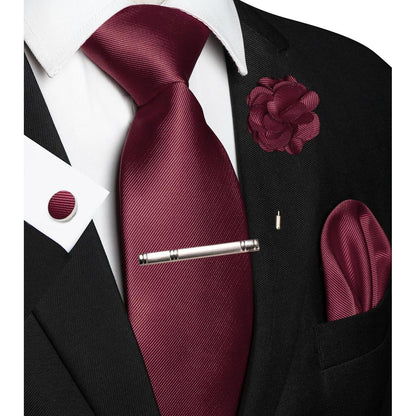 Herren Krawatten-Set mit Accessoires – Kastanienbraun