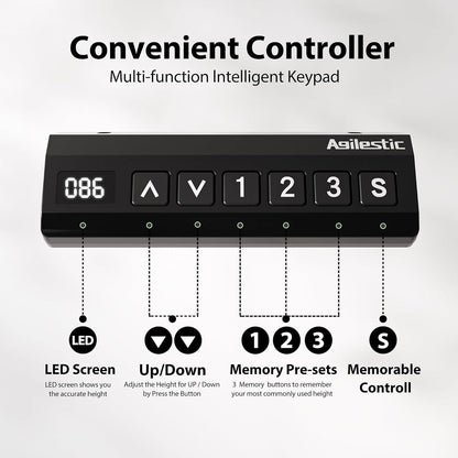 Ergonomischer L-förmiger Stehschreibtisch 160x140 cm LED Braun