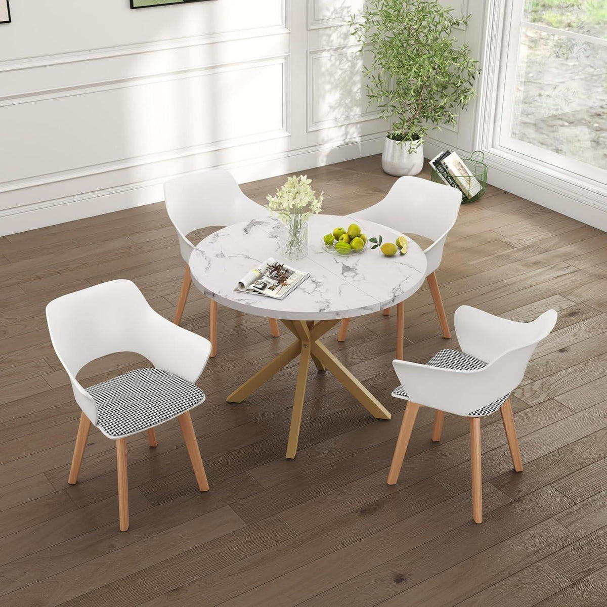 8 Esszimmerstühle Modern Skandinavisch mit Armlehnen Weiß