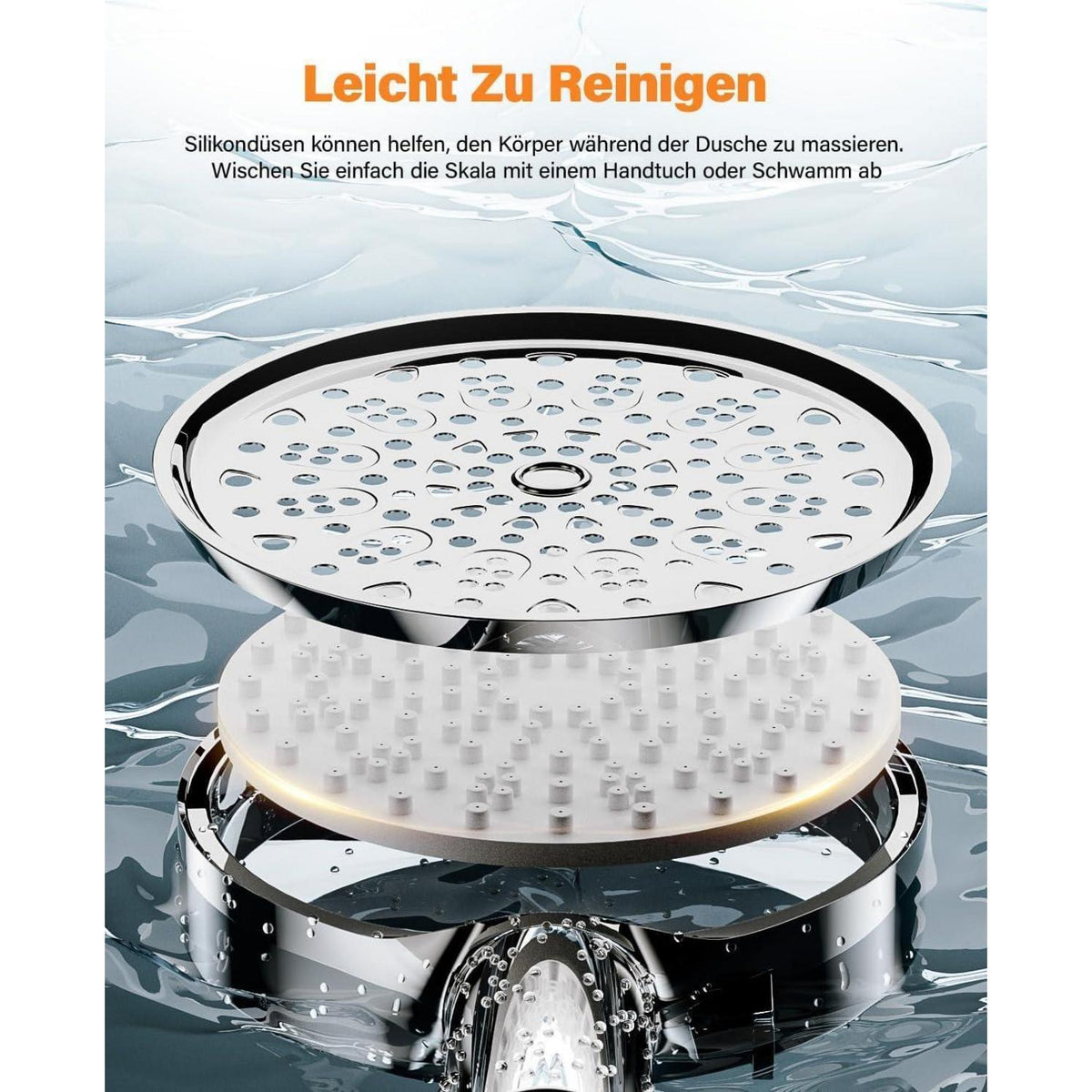 Filter Duschkopf mit Schlauch & 6 Strahlarten – Kalkfrei & Sparend