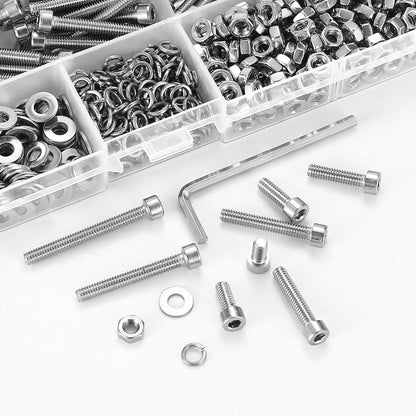 800tlg M4 Schrauben Set Edelstahl mit Muttern & Scheiben