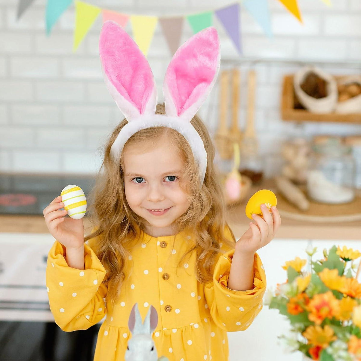 2er Set Plüsch-Hasenohren Stirnbänder für Ostern Party Rosa