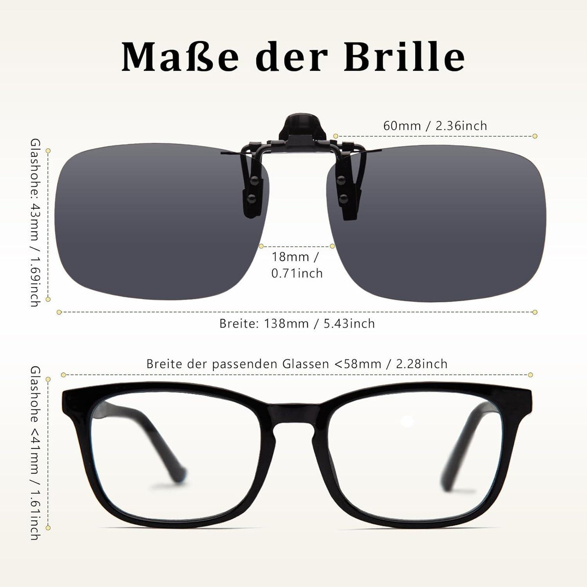 Epavouos Clip-On Polarisierte Sonnenbrille UV400