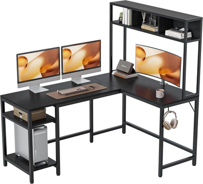 Schreibtisch L Form mit Regal, Eck-Computertisch 150 x 120 cm