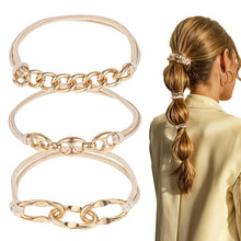 3er Set Goldene Elastische Metall Haarbänder Haargummi Damen
