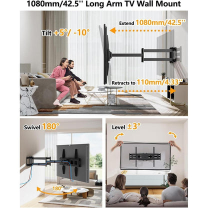 TV Wandhalterung Extra Lang 1080mm Schwenkbar 50-100 Zoll