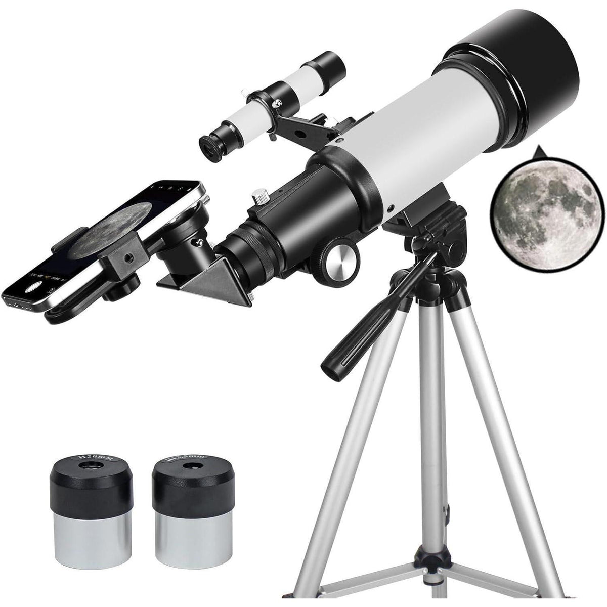 70mm Refraktor Teleskop für Anfänger mit Stativ & Telefonadapter