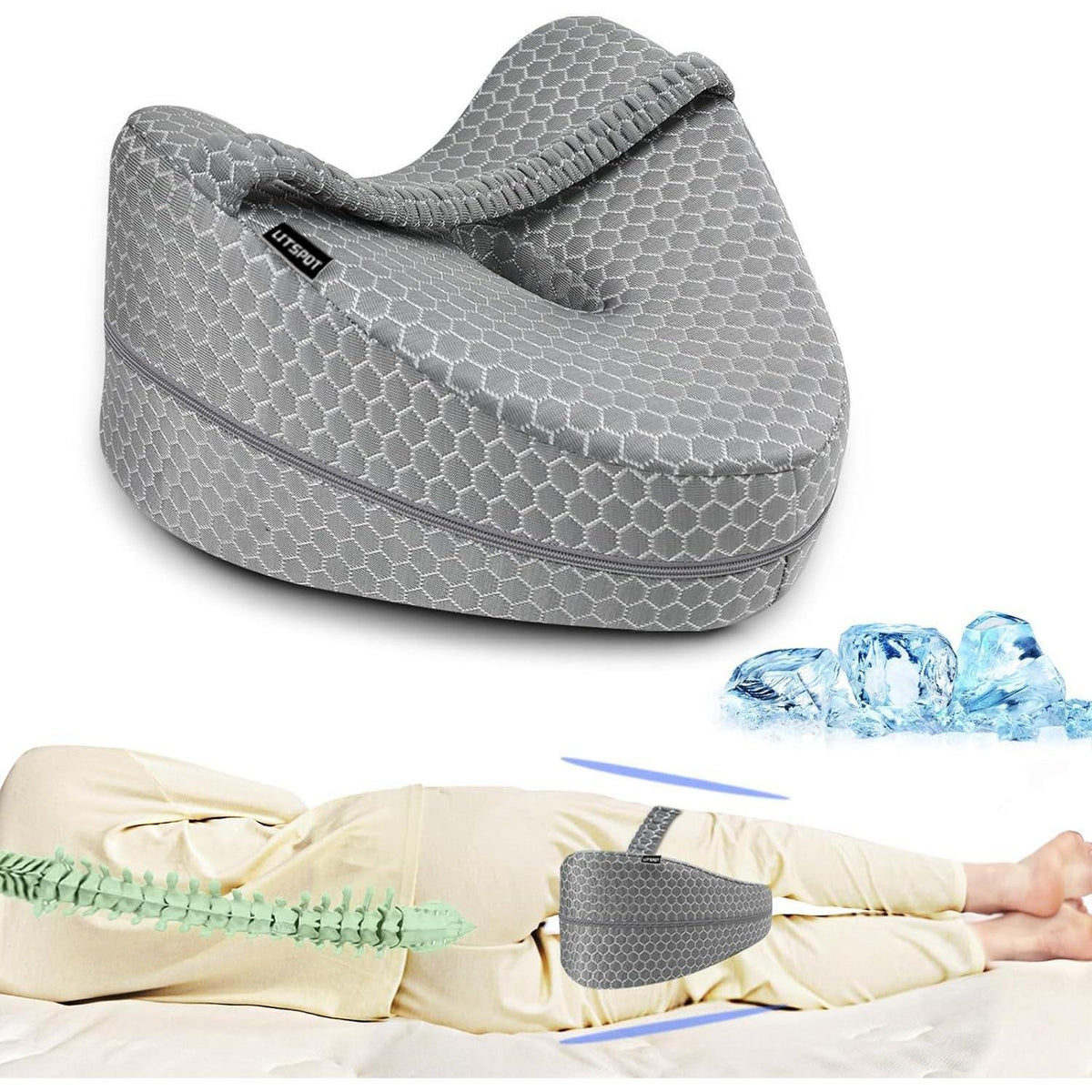 Ergonomisches Kniekissen Memory Foam Seitenschläfer Kissen Grau