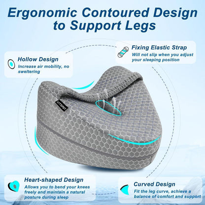 Ergonomisches Kniekissen Memory Foam Seitenschläfer Kissen Grau