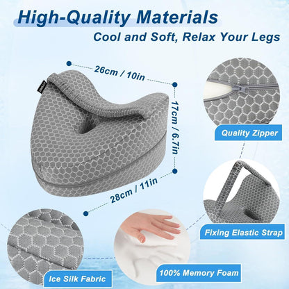 Ergonomisches Kniekissen Memory Foam Seitenschläfer Kissen Grau