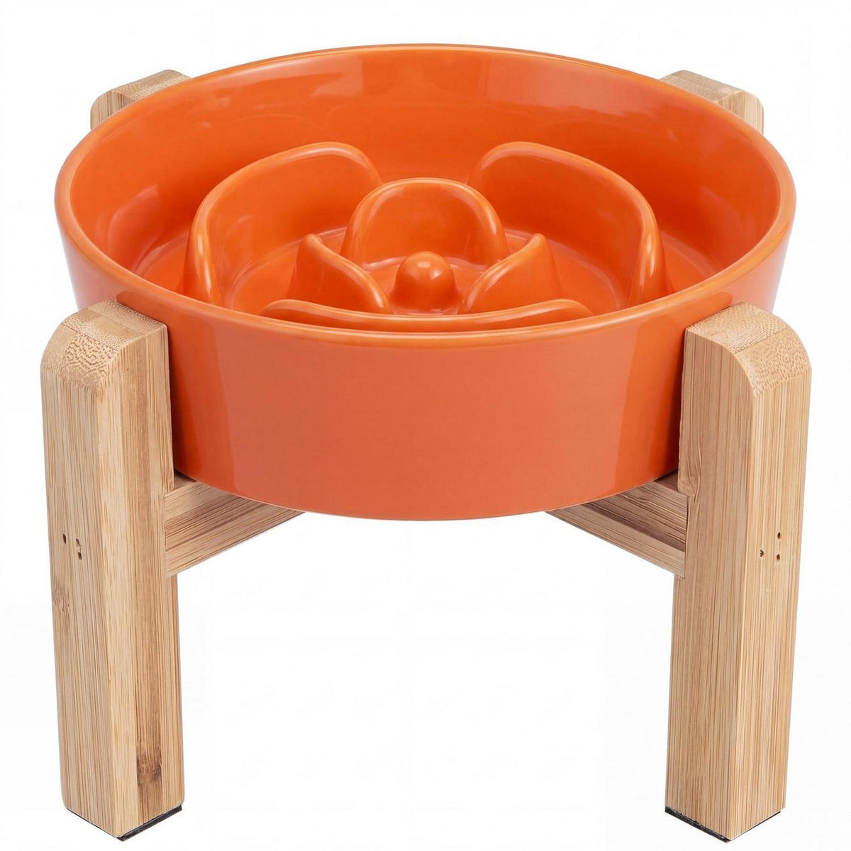 Hundenapf Keramik erhöht - Slow Feeder Orange 17cm