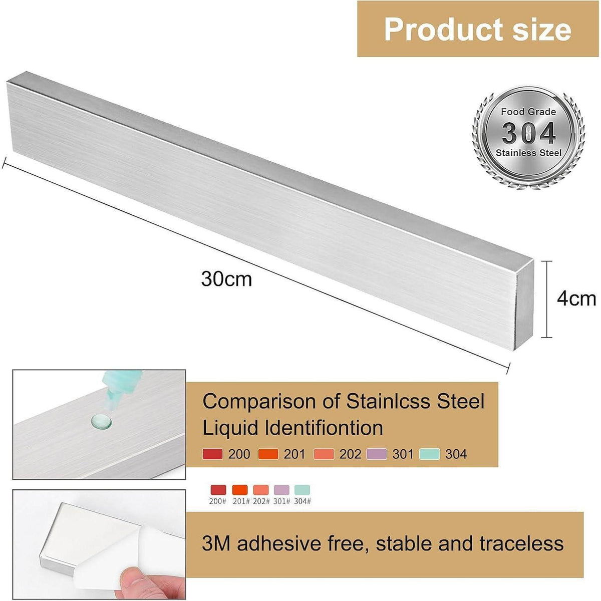 Magnetische Messerleiste Edelstahl 30 cm – Wandhalter für Küche