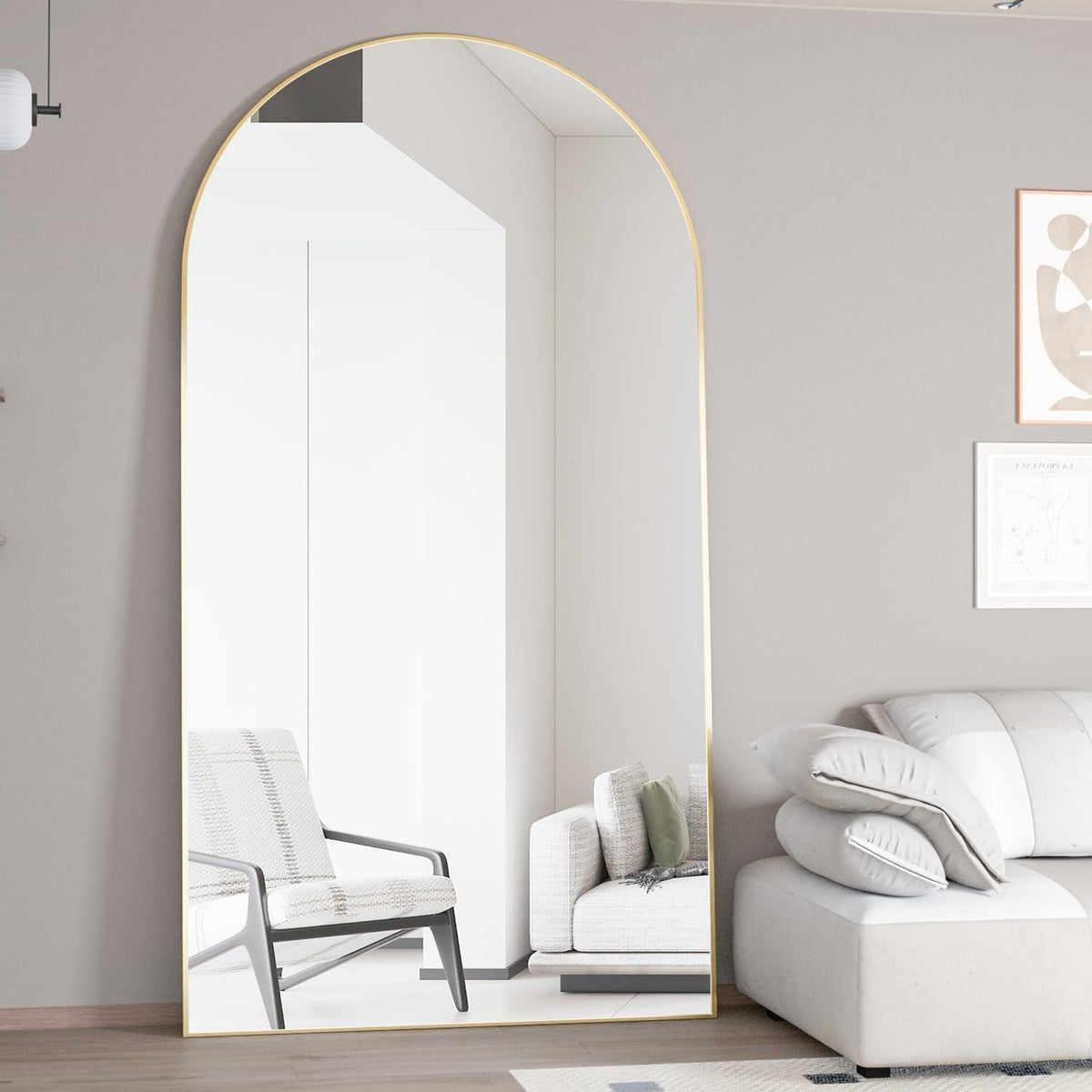 Großer Bogen-Bodenspiegel 198x96cm – Freistehend & Wandmontage