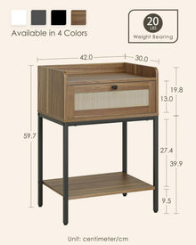 HEYZOEY Rattan Nachttisch 3-Tier Aufbewahrung Braun