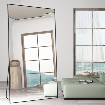 Großer Standspiegel 198x96cm – Schwarz, Boden Spiegel für Schlafzimmer