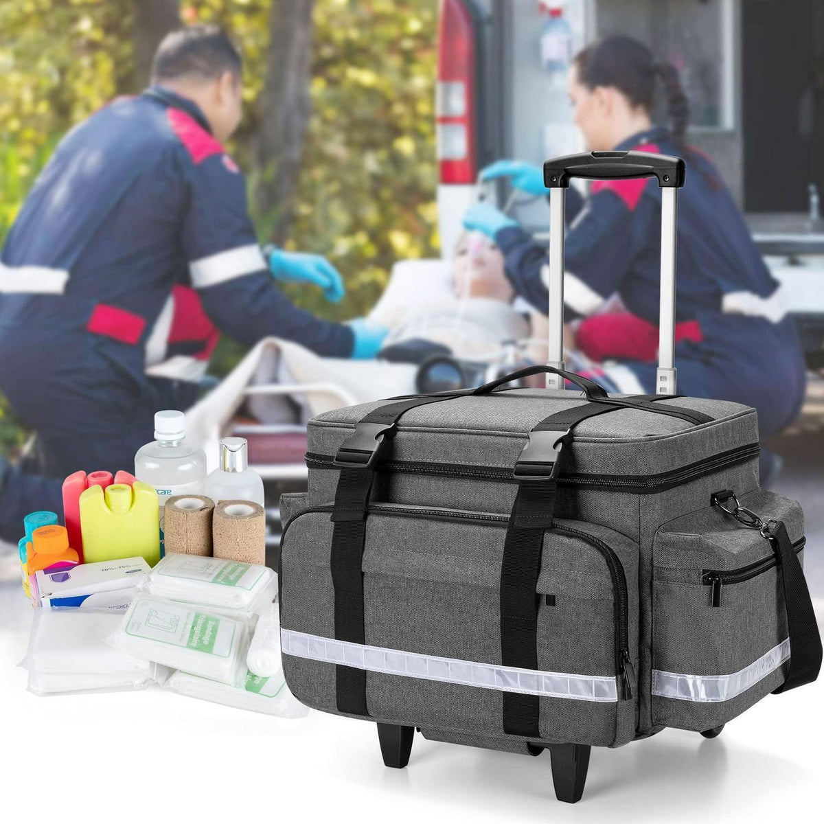 Medizinische Tasche mit Trolley – Erste-Hilfe-Tasche für Pflegekräfte