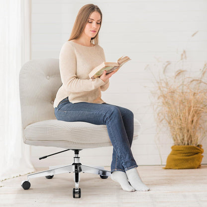 Ergonomischer Bürostuhl ohne Armlehne, Weiß mit Rollen