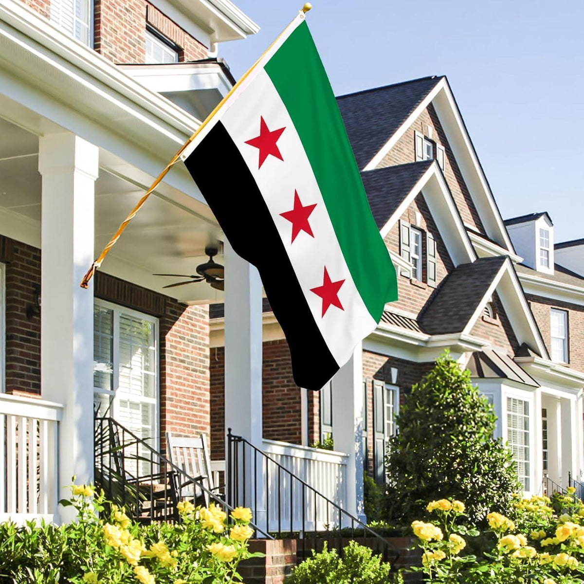 Syrische Flagge 150x90cm mit Ösen – Nationalfeiertag Deko