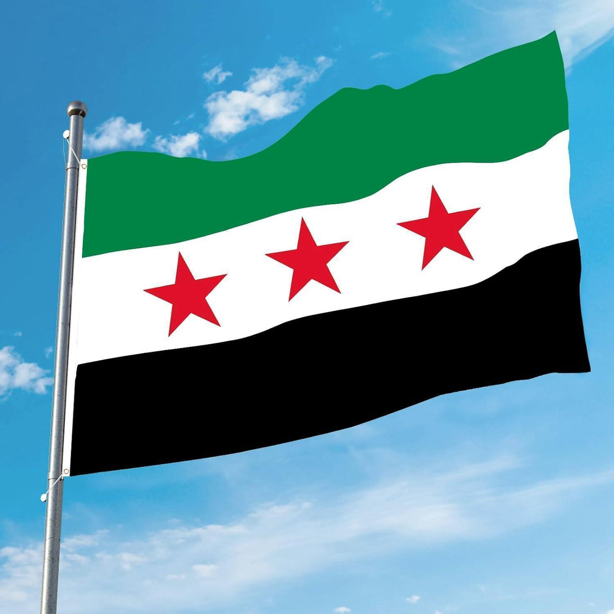 Syrische Flagge 150x90cm mit Ösen – Nationalfeiertag Deko