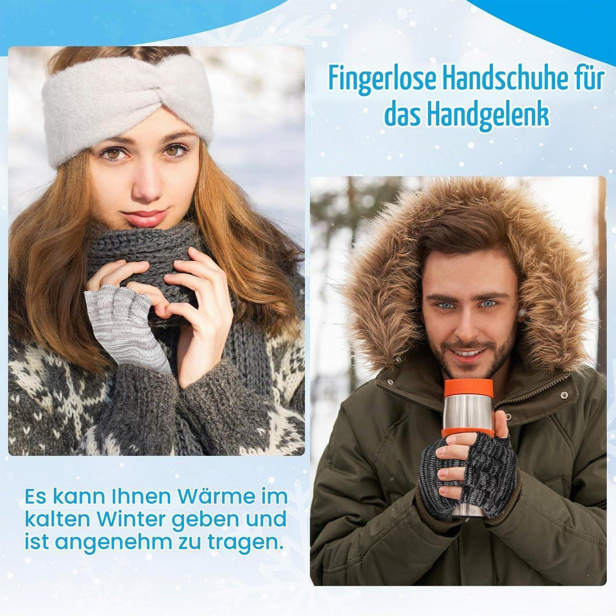 Fingerlose Handschuhe 4 Paar Thermo Strickhandschuhe Winter Damen Herren