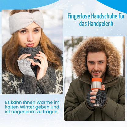 Fingerlose Handschuhe 4 Paar Thermo Strickhandschuhe Winter Damen Herren