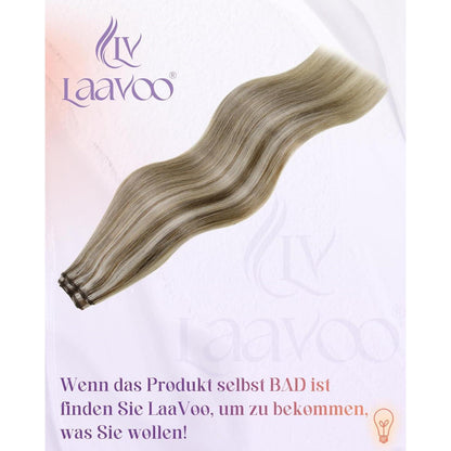 Echthaar Tressen Braun Blond Highlights zum Einnähen 45cm