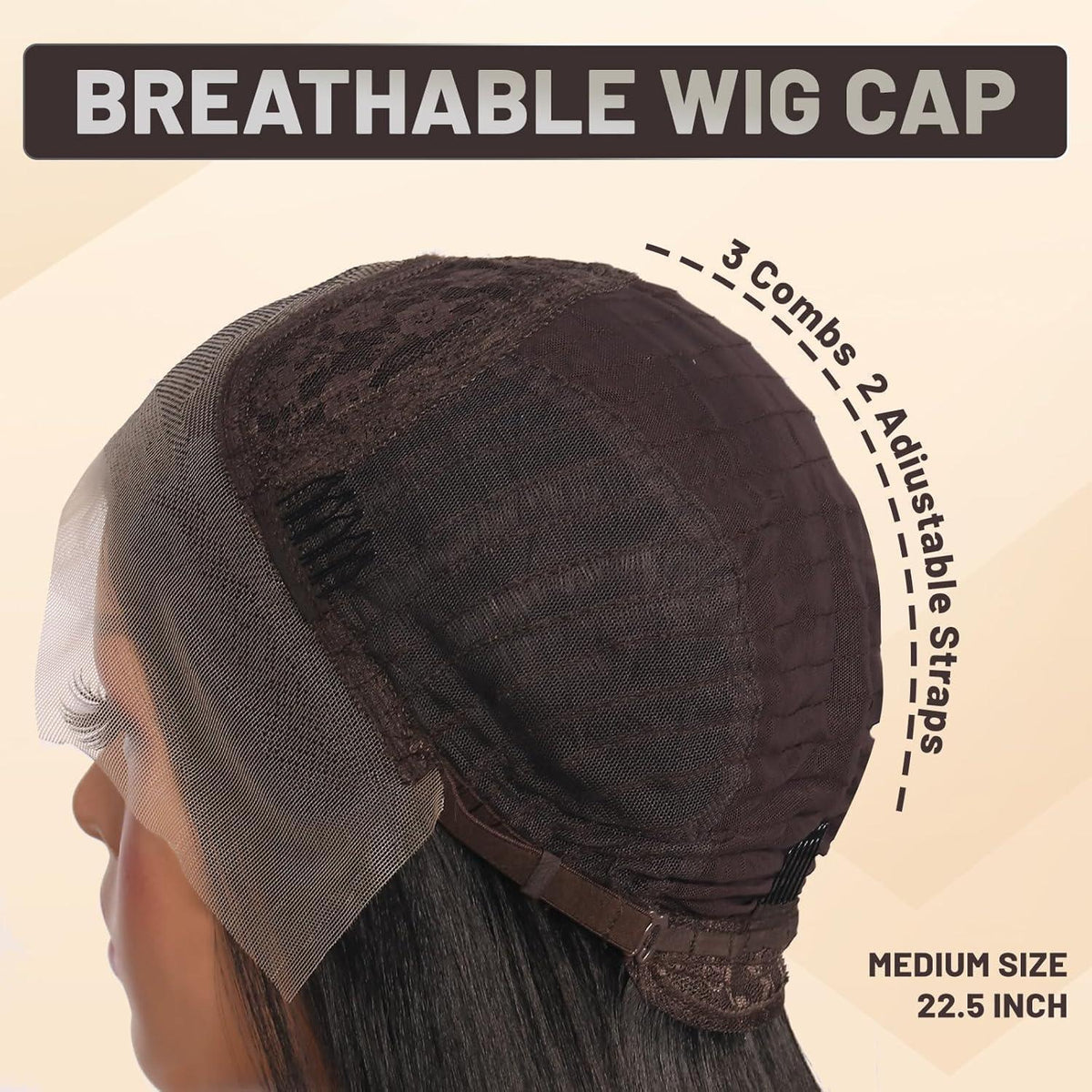 30 Zoll Schwarze Glatte Lace Front Perücke mit Kappe & Stirnband