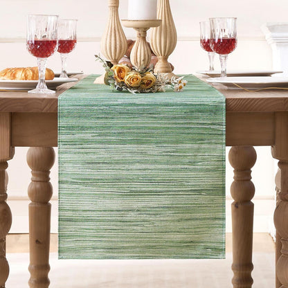 Grüner Tischläufer Leinen Boho 40x140 cm | Modern & Abwaschbar