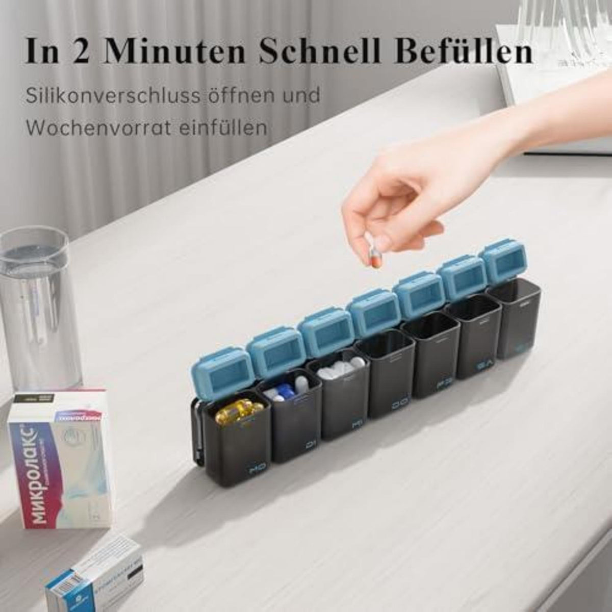 Tablettenbox 7 Tage – BPA-frei, Magnetverschluss, Tragbar