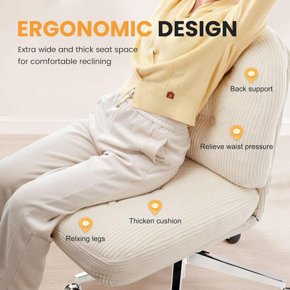 Ergonomischer Bürostuhl ohne Armlehnen, Schneidersitz-Sessel, Weiß