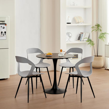 8er Set Nordische Esszimmerstühle mit Metallbeinen – Grau & Schwarz