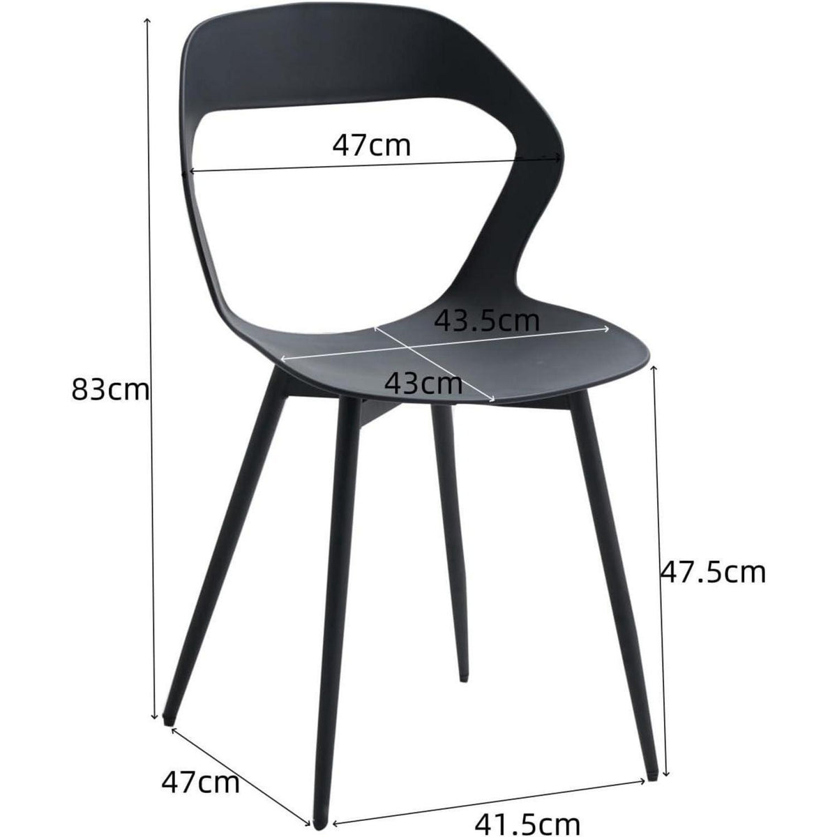 8er Set Nordische Esszimmerstühle mit Metallbeinen & Hohlrücken