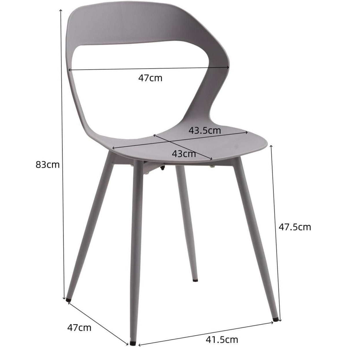 8er Set Nordische Esszimmerstühle mit Metallbeinen – Grau